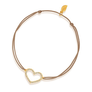 Freundschaftsarmband Herz mit Diamanten, 18 Karat Gelbgold