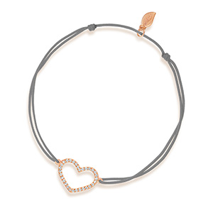 Freundschaftsarmband Herz mit Diamanten, 18 Karat Rosegold