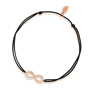Freundschaftsarmband Infinity mit Diamanten, 18 Karat Rosegold