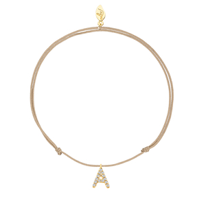 Freundschaftsarmband mit Letter Charm, 14 Karat Gelbgold mit Diamanten