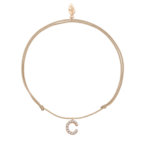 Freundschaftsarmband mit Letter Charm, 14 Karat Rosegold mit Diamanten