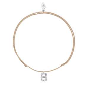 Freundschaftsarmband mit Letter Charm, 14 Karat Weigold mit Diamanten