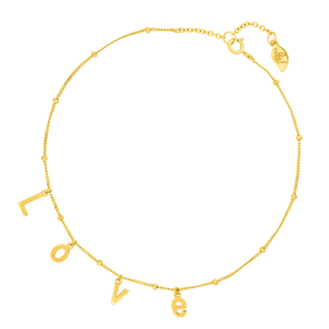 Fusskette L O V E, 18 K Gelbgold vergoldet