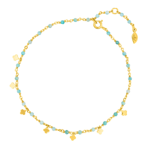 Fusskette Rainbow, Amazonit, 18 K Gelbgold vergoldet