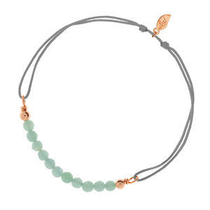 Glcksarmbndchen Amazonit, 18 K Rosegold vergoldet, Grau