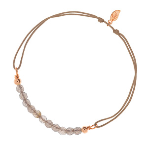 Glcksarmbndchen Labradorit, 18 K Rosegold vergoldet, Beige