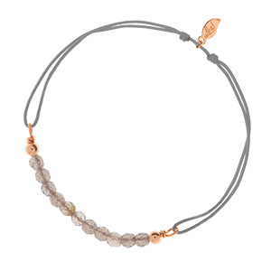 Glcksarmbndchen Labradorit, 18 K Rosegold vergoldet, Grau