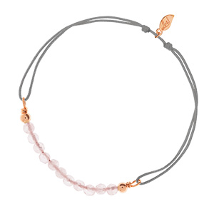 Glcksarmbndchen Rosenquarz, 18 K Rosegold vergoldet, Grau