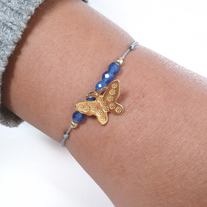 Glcksbndchen BUTTERFLY, Blauer Achat