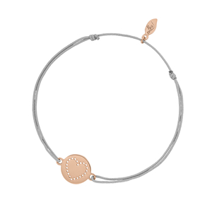 Glcksbndchen Disc HEART, 18 K Rosegold vergoldet, grau