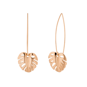 Halbcreole Monstera Leaf, 18 K Rosegold vergoldet