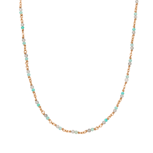 Halskette Amazonit, 18 Karat Rosegold vergoldet