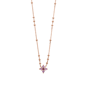 Halskette BLOOM, Amethyst/Rhodolith, 18 Karat Rosegold vergoldet