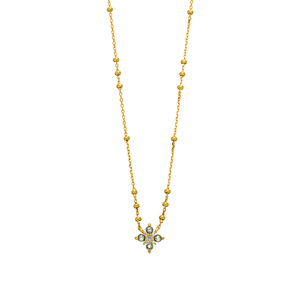 Halskette BLOOM, Labradorit/Aventurin, 18 Karat Gelbgold vergoldet