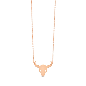 Halskette BULL SKULL, 18 Karat Rosegold vergoldet