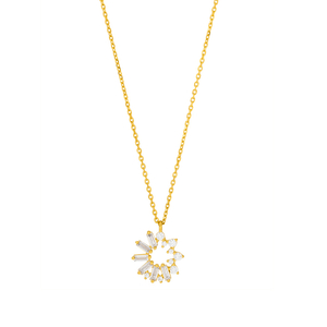 Halskette CUBE FLOWER, Zirkonia, 18 K Gelbgold vergoldet