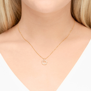 Halskette CUBE FLOWER, Zirkonia, 18 K Gelbgold vergoldet