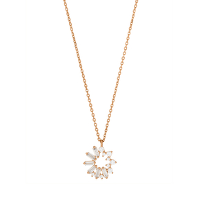 Halskette CUBE FLOWER, Zirkonia, 18 K Rosegold vergoldet