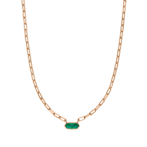 Halskette CUBE, Grner Achat, 18 Karat Rosegold