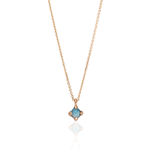 Halskette Cabochon, Blauer Topas, 14 Karat Rosegold