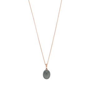 Halskette Cabochon II, 14 K Rosegold, Grauer Mondstein