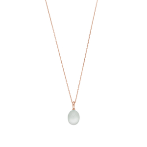 Halskette Cabochon II, 14 K Rosegold, Sea Blue Chalzedon