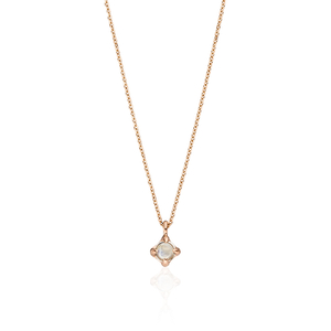 Halskette Cabochon, Mondstein, 14 Karat Rosegold