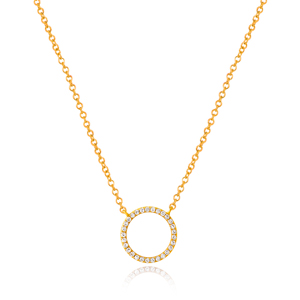 Halskette Circle mit Diamanten, 18 K Gelbgold