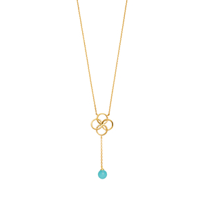 Halskette Clover Charm, Aqua Chalzedon, 18 Karat Gelbgold vergoldet