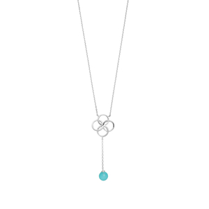 Halskette Clover Charm, Aqua Chalzedon, 925 Sterlingsilber