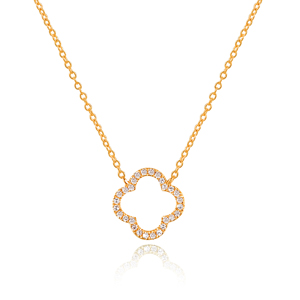 Halskette Clover mit Diamanten, 18 K Gelbgold