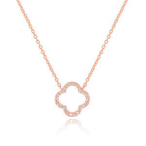 Halskette Clover mit Diamanten, 18 K Rosgold