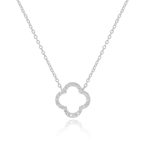 Halskette Clover mit Diamanten, 18 K Weissgold