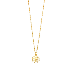 Halskette Flower of Life, 45cm, 18 Karat Gelbgold vergoldet