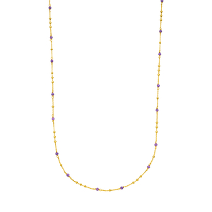 Halskette Flying Gems, Amethyst, 90cm, 18 K Gelbgold vergoldet