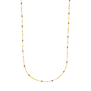 Halskette Flying Gems, Amethyst, 90cm, 18 Karat Gelbgold vergoldet
