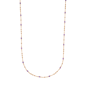 Halskette Flying Gems, Amethyst, 90cm, 18 Karat Rosegold vergoldet
