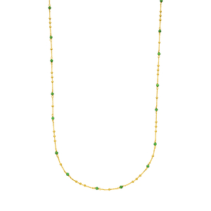 Halskette Flying Gems, Grner Achat, 90cm, 18 Karat Gelbgold vergoldet