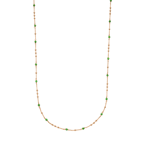 Halskette Flying Gems, Grner Achat, 90cm, 18 Karat Rosegold vergoldet