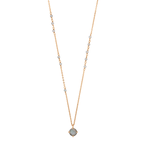 Halskette Flying Gems, Labradorit, 18 K Rosegold vergoldet