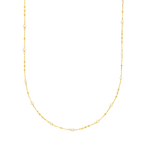 Halskette Flying Gems, Perle, 90cm, 18 K Gelbgold vergoldet