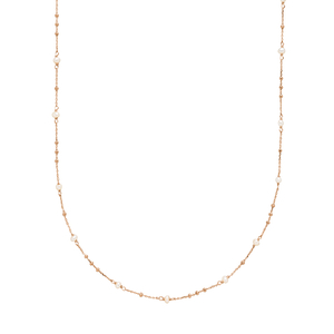 Halskette Flying Gems, Perle, 90cm, 18 K Rosegold vergoldet