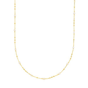 Halskette Flying Gems, Perle, 90cm, 18 Karat Gelbgold vergoldet