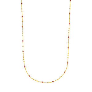 Halskette Flying Gems, Rhodonit, 18 K Gelbgold vergoldet