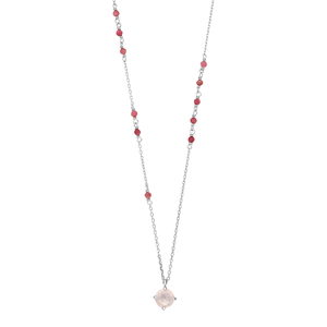 Halskette Flying Gems, Rosenquarz, 925 Sterlingsilber