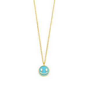 Halskette Happy EMOJI, 18 K Gelbgold vergoldet