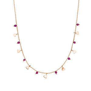 Halskette Hearts Rubin, 18 Karat Rosegold vergoldet