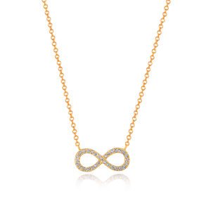 Halskette Infinity mit Diamanten, 18 Karat Gelbgold
