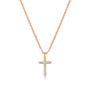 Brillant Kreuz Kette Collier 750 Rosé Gold mit Brillanten neu