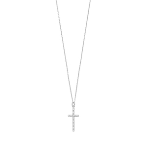 Halskette Kreuz mit Zirkonia, 925 Sterlingsilber
